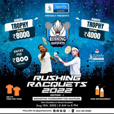 Read more about the article Rushing Racquets Badminton Tournament, Coimbatore.
