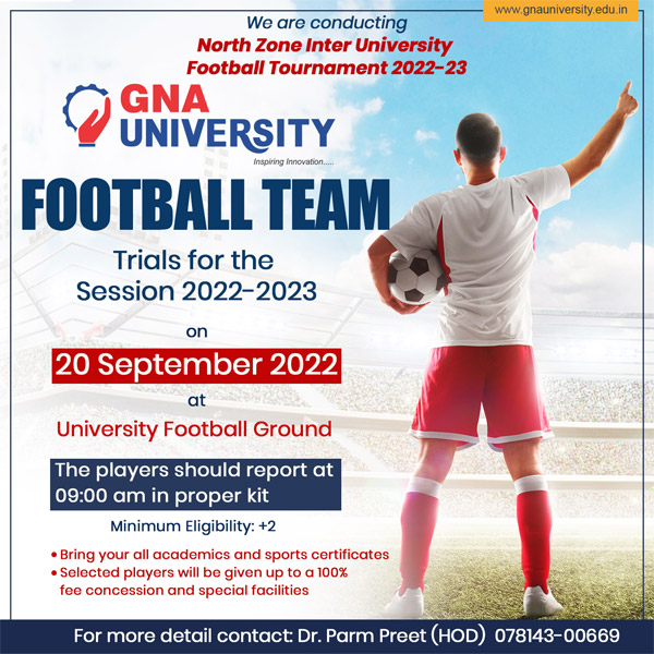 You are currently viewing GNA University Sports Quota Football Trials, Punjab.