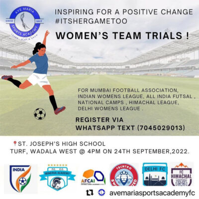Read more about the article Avemaria Sports Academy FC Women’s Team Trials, Mumbai.