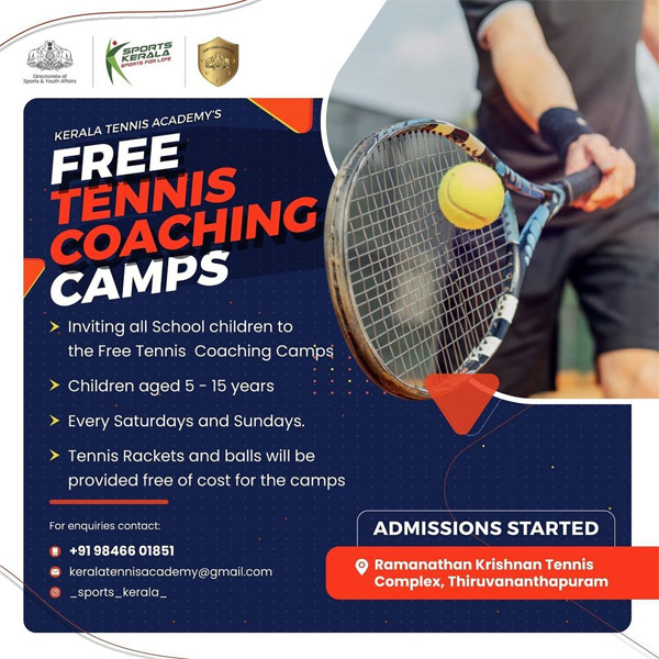You are currently viewing Free Tennis Coaching Camp by Sports Kerala, Trivandrum.