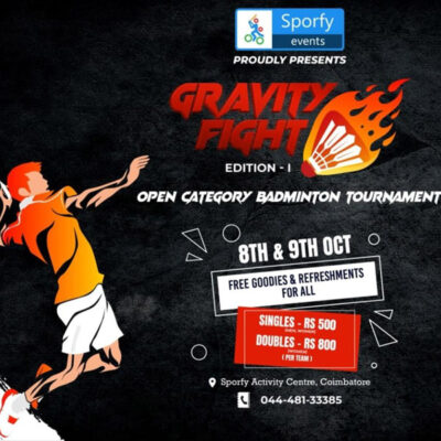Read more about the article Gravity Fight Open Category Badminton Tournament, Coimbatore.