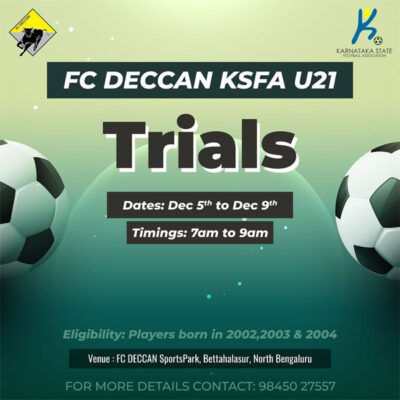 Read more about the article FC Deccan – Karnataka State FA U21 Trials, Bengaluru.