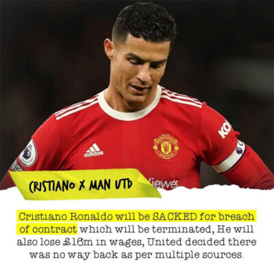 Read more about the article Man Utd considering CANCELLING Ronaldo’s contract in response to bombshell interview.