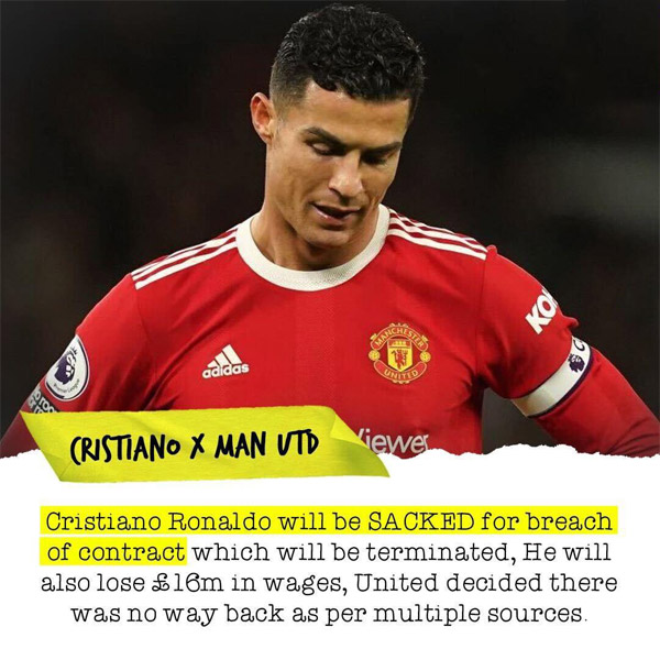 You are currently viewing Man Utd considering CANCELLING Ronaldo’s contract in response to bombshell interview.
