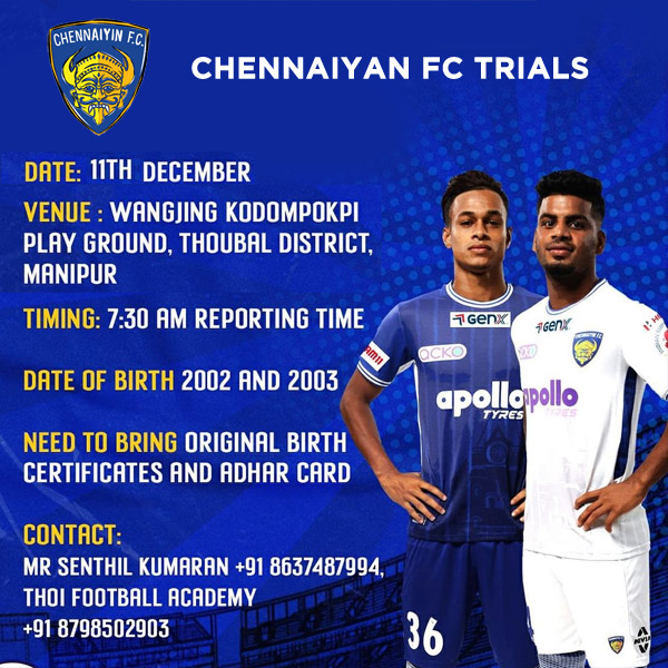 You are currently viewing Chennaiyin FC Developmental Team Trials, Manipur