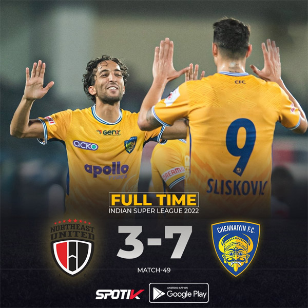 Read more about the article El Khayati shines as Chennaiyin FC beat NorthEast United FC in ten-goal thriller