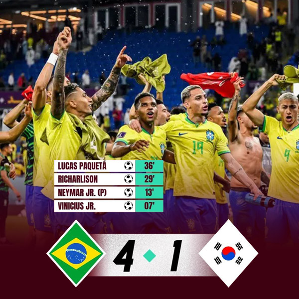 Read more about the article Brazil defeat Korea 4-1 to reach quarterfinal