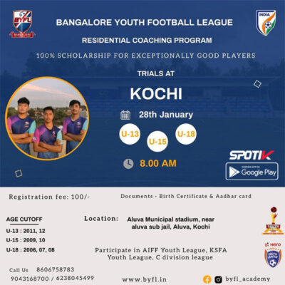 Read more about the article Bangalore Youth Football League Academy Trials, Kochi