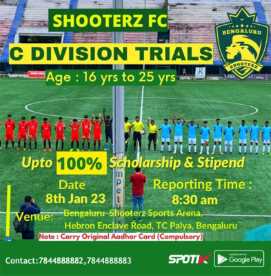 Read more about the article Bengaluru Shooterz FC Scholarship Trials.