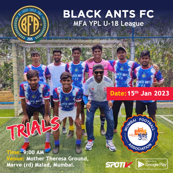 Read more about the article Black Ants FC MFA YPL U-18 League Trials, Mumbai