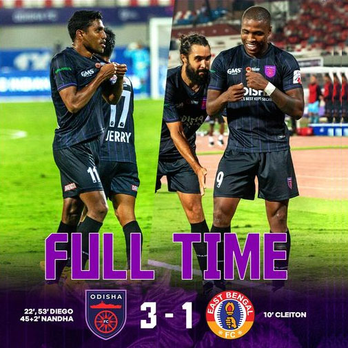 You are currently viewing Mauricio’s brace dents East Bengal FC’s playoff challenge as Odisha FC move to fifth