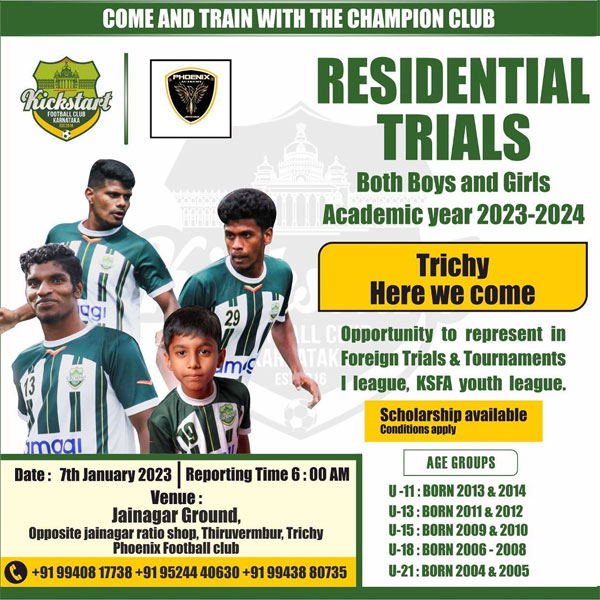 You are currently viewing Kickstart FC Trials, Trichy – Tamil Nadu