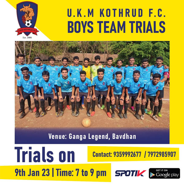 You are currently viewing U.K.M. Kothrud FC Boys Team Trial, Pune