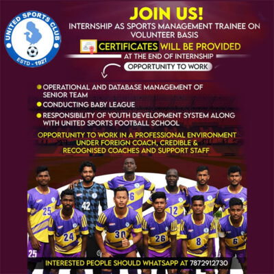 Read more about the article United Sports Club Internship, Kolkata