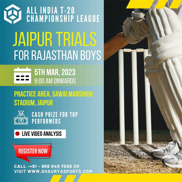 Read more about the article All India Cricket T-20 Championship League Selection Trials, Jaipur