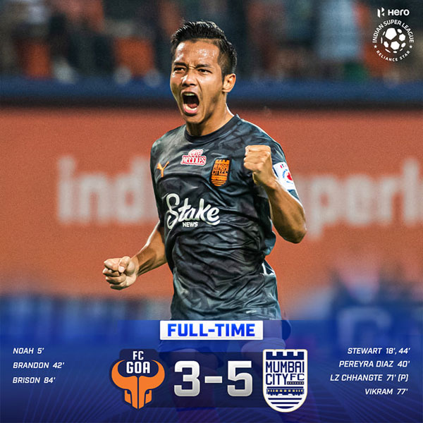 You are currently viewing Hero ISL Matchday Result: FC Goa 3-5 Mumbai City FC 