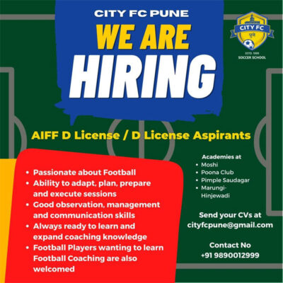 Read more about the article City FC Pune Hiring Football Coaches.