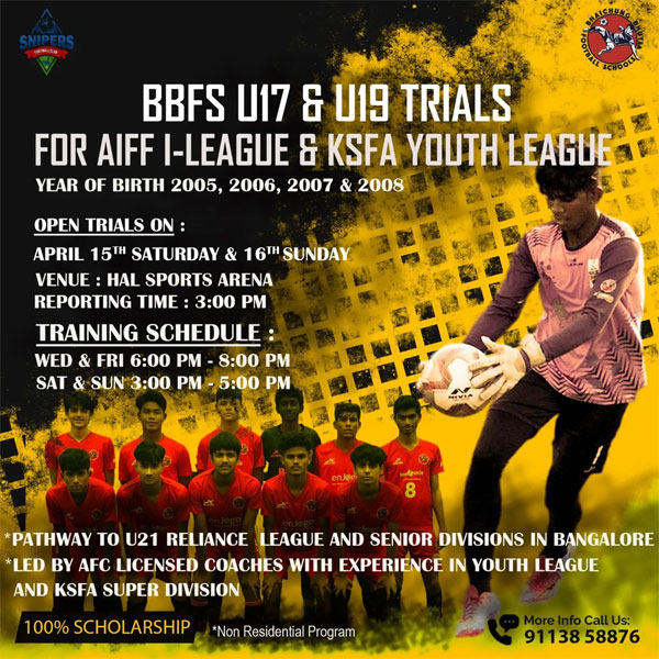 You are currently viewing BBFS U17 & U19 Squads Selection Trials, Bengaluru