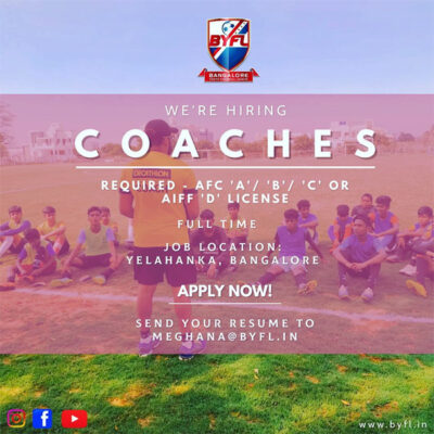 Read more about the article BYFL Academy Hiring  Football Coaches, Bengaluru