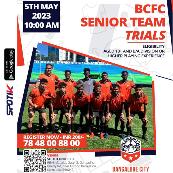 Read more about the article Bangalore City FC Senior Team Trials, Bengaluru