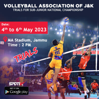Read more about the article J&K Volleyball Association to conduct selection trials for Sub-junior National Volleyball Team