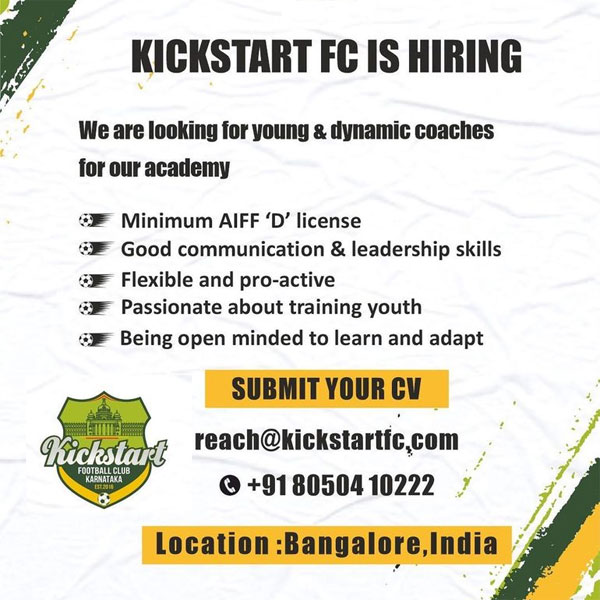 Read more about the article Kickstart FC Recruiting Football Coaches, Bengaluru