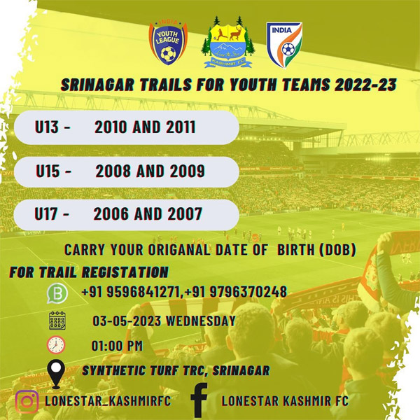 You are currently viewing LoneStar Kashmir FC Youth Team Trials, Srinagar