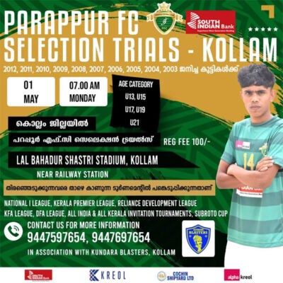 Read more about the article Parappur FC Kerala Premier League Trials, Kollam