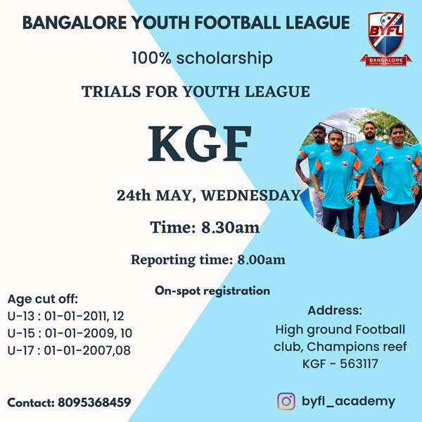 Read more about the article Bangalore Youth Football League Trials, KGF-Karnataka