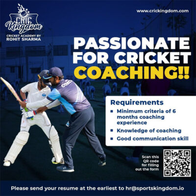 Read more about the article CRICKINGDOM CRICKET ACADEMY BY ROHIT SHARMA is now HIRING for the position of HEAD COACH.