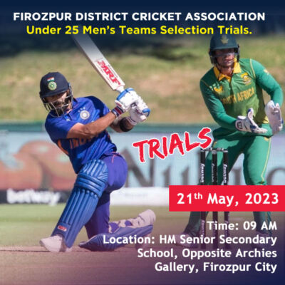 Read more about the article Firozpur District Cricket Association U25 Selection Trials