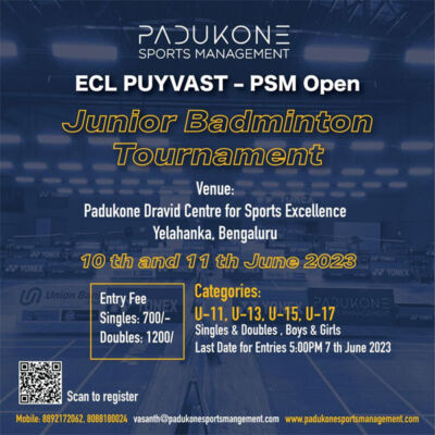 Read more about the article Padukone Sports Management Open Junior Badminton Tournament, Bengaluru