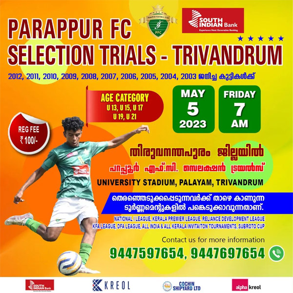 Read more about the article Parappur FC Kerala Premier League Trials, Trivandrum