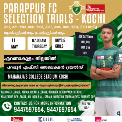 Read more about the article Parappur FC Kerala Selection Trials, Kochi