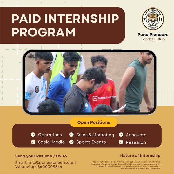 Read more about the article Pune Pioneers Football Club Hiring – Paid Internship