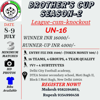 Read more about the article Brother’s Cup 7-A-Side Football Tournament, New Delhi