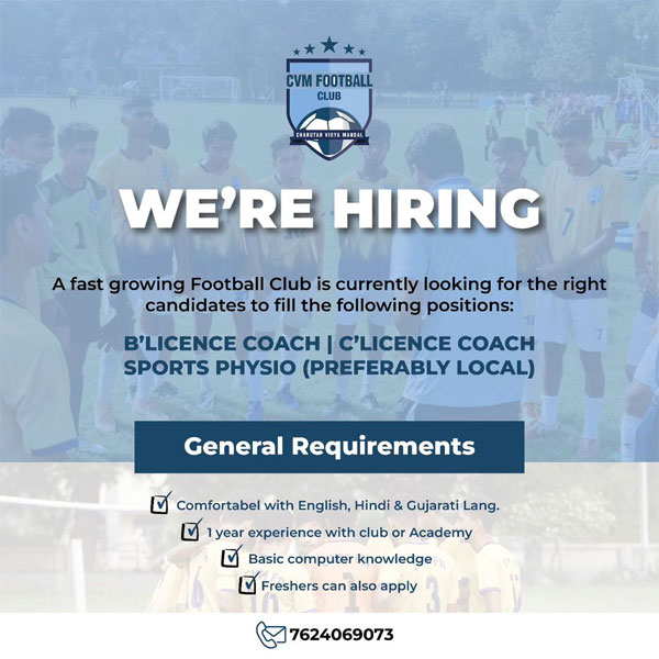 Read more about the article CVM Football Club Hiring Coaches, Anand, Gujarat.