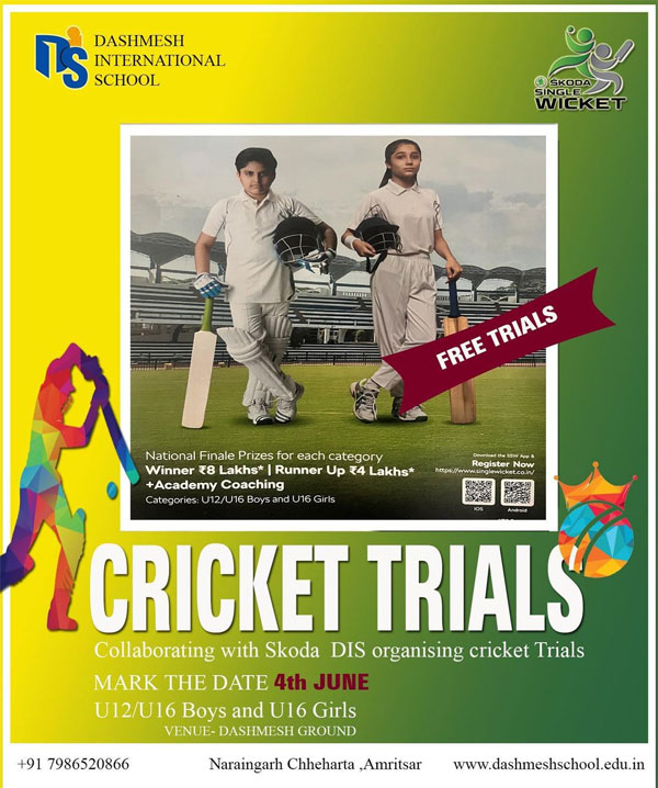 You are currently viewing DASHMESH INTERNATIONAL SCHOOL Cricket Trials, Amritsar