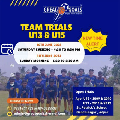 Read more about the article Great Goals U13 and U15 teams Trials, Chennai