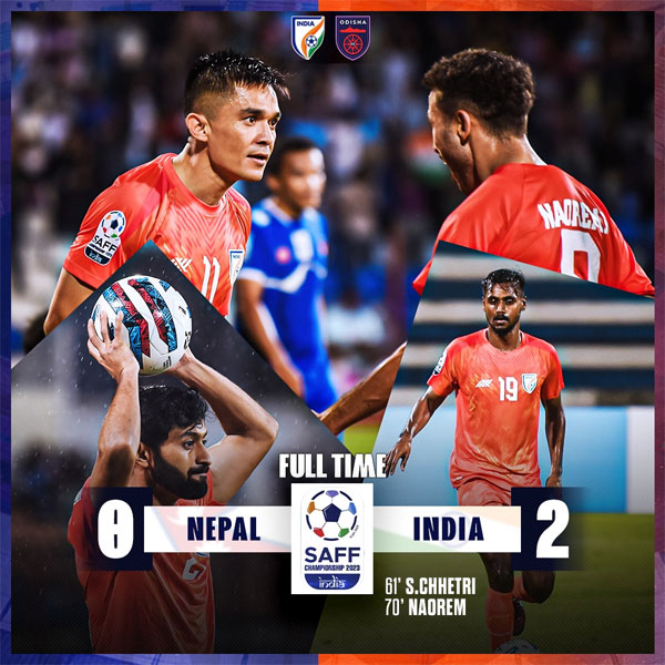 Read more about the article SAFF Championship 2023: India beat spirited Nepal 2-0 to qualify for semis