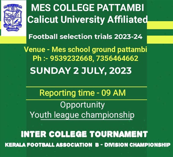 You are currently viewing MSE College Football Team Selection Trials, Pattambi, kerala