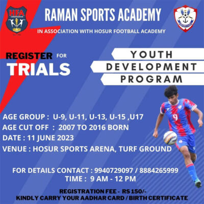 Read more about the article Raman Sports Academy Selection Trials, Bengaluru
