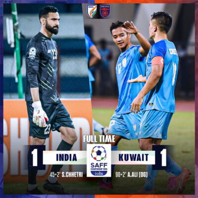 Read more about the article Late goal spoils India’s party after Chhetri stunner,  hold India to a 1-1 draw