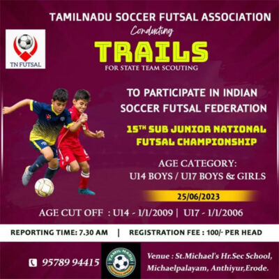 Read more about the article Tamilnadu Soccer Futsal Association Scouting Trials