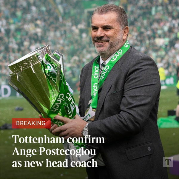 You are currently viewing Tottenham appoint Ange Postecoglou as new head coach