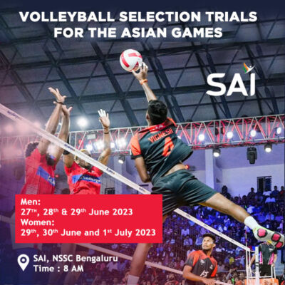 Read more about the article Volleyball Open Selection trials for the upcoming Asian Games, Bengaluru