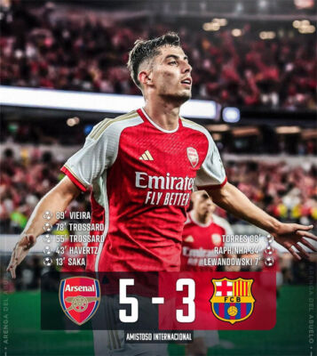 Read more about the article Arsenal vs Barcelona score, result as Bukayo Saka, Leandro Trossard star in Soccer Championship Tour