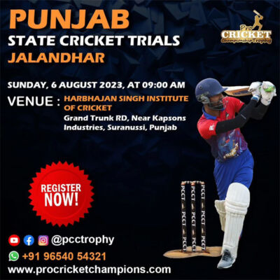 Read more about the article Pro Cricket Championships Trophy PUNJAB State Team Cricket Selection Trials