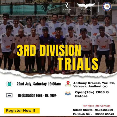 Read more about the article Ravens FC 3rd Division MFA League Trials, Mumbai