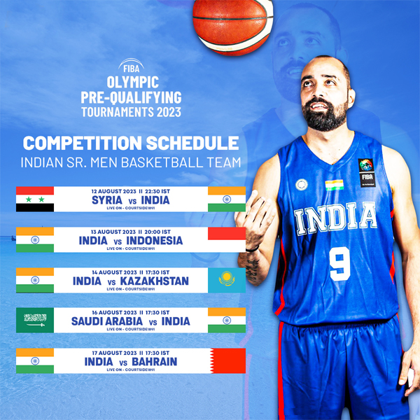 Read more about the article FIBA OLYMPIC Pre Qualifying Asian Tournament 2023 :Indian Men’s basketball team, Live Streaming, Schedule, Results